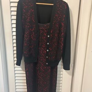 Michael Kors set of 2 pieces Black Dress with Red Lining and cashmere jacket